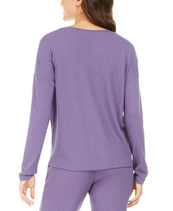 Alfani Thermal Pajama Top Plum Garden thumbnail 3