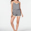 Alfani Ultra Soft Contrast Trim Pajama Romper in Oxford Heather