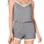 Alfani Ultra Soft Contrast Trim Pajama Romper in Oxford Heather