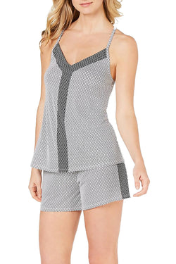 Alfani Ultra Soft Positive/Negative Side Stripe Printed Short in Diamond Geometric White thumbnail 2