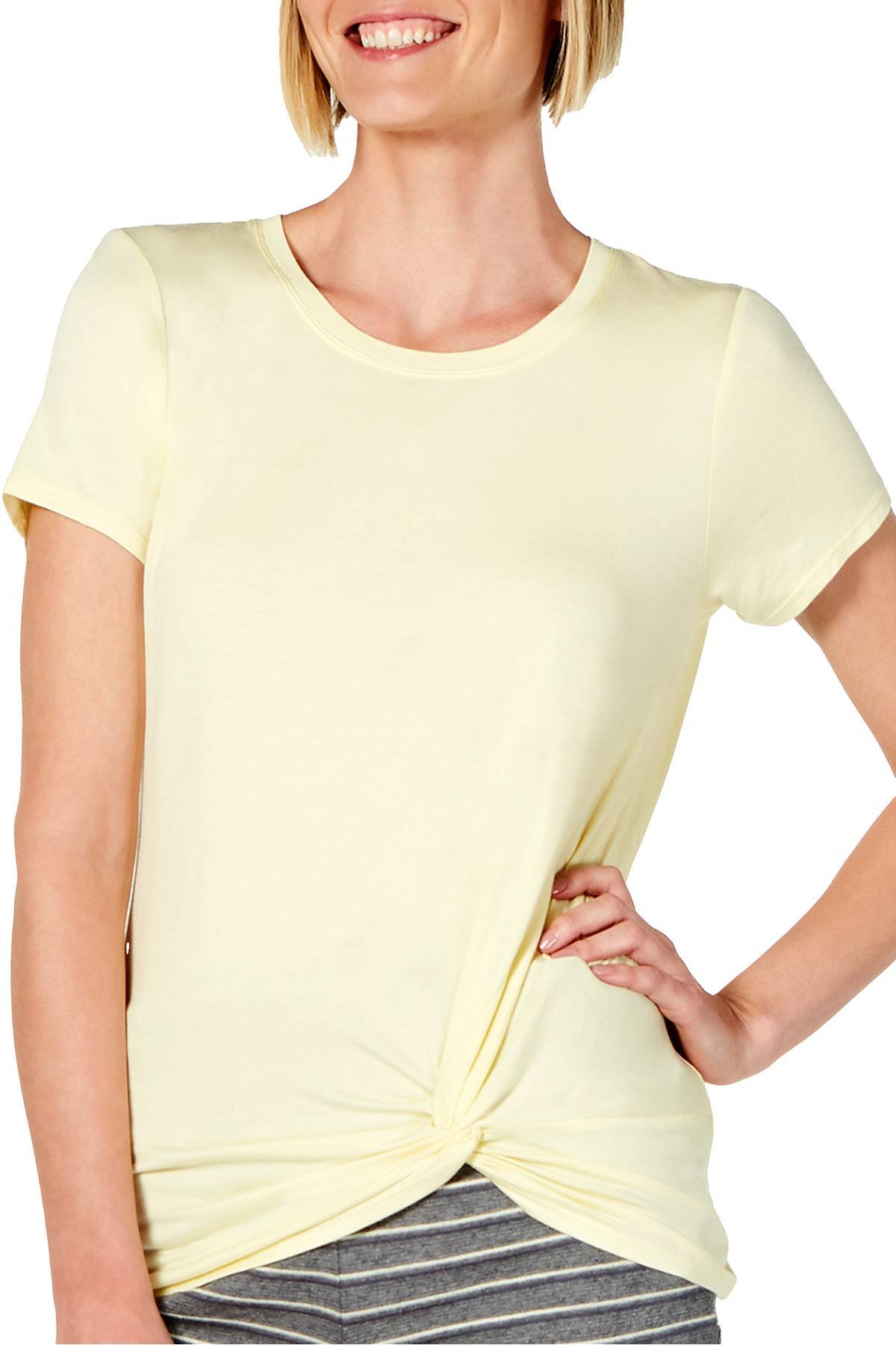Alfani Ultra Soft Twist Front Lounge Top in Buttercup