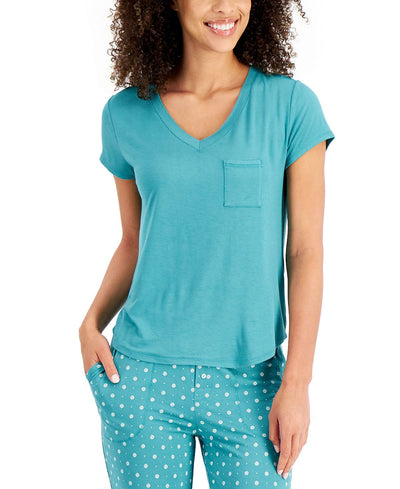 Alfani Ultra-soft Knit Pajama Top Greenblue Slate