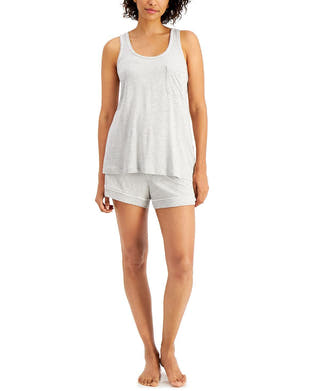 Alfani Wo Tank & Shorts Pajama Set Pearl Grey