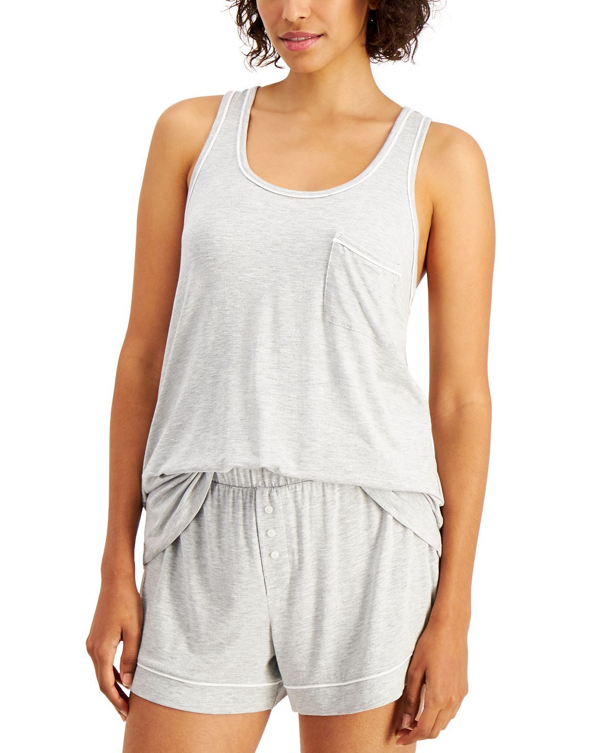 Alfani Wo Tank & Shorts Pajama Set Pearl Grey
