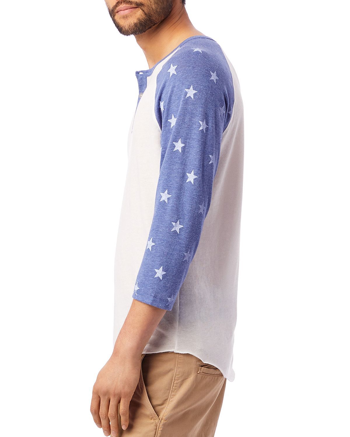 Alternative Eco Star-print Heathered Henley Eco Ivory/Pacific Blue Stars