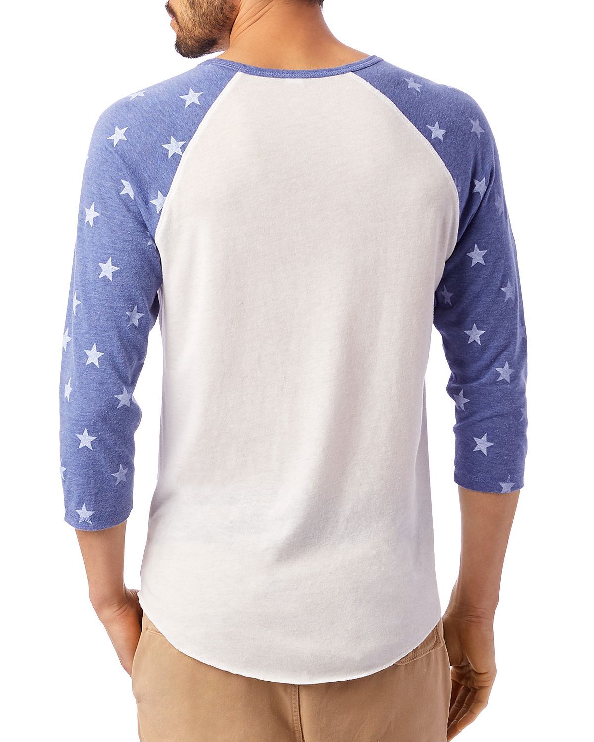 Alternative Eco Star-print Heathered Henley Eco Ivory/Pacific Blue Stars