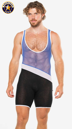 American Jock Royal Blue Physique Tri-Color Singlet thumbnail 1