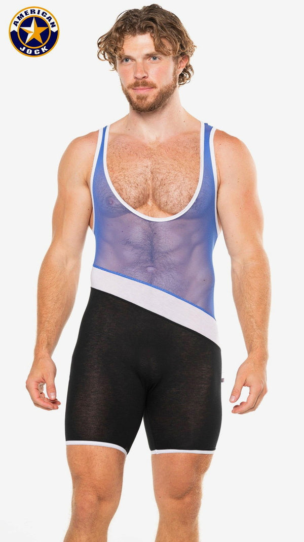 American Jock Royal Blue Physique Tri-Color Singlet