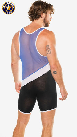 American Jock Royal Blue Physique Tri-Color Singlet thumbnail 3