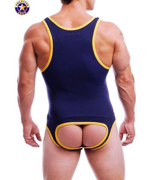 American Jock Yellow Navy Endurance Jock Singlet