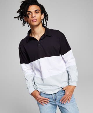 And Now This Colorblocked Rugby Shirt Blk Gry Wh