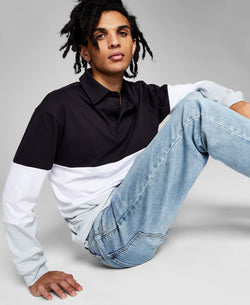 And Now This Colorblocked Rugby Shirt Blk Gry Wh thumbnail 2
