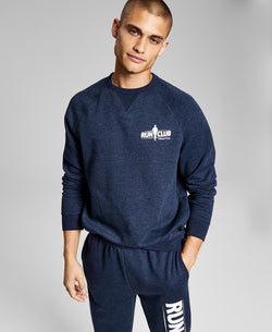And Now This Run Club Fleece Sweatshirt Blue thumbnail 3