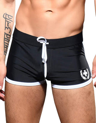 Andrew Christian Black Circa Retro Swim Trunk