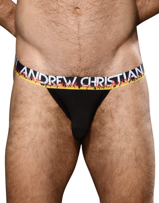 Andrew Christian Black Flames Mesh Jock W/ Almost Naked