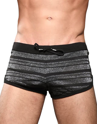 Andrew Christian Black Glitter Stripe Shorts