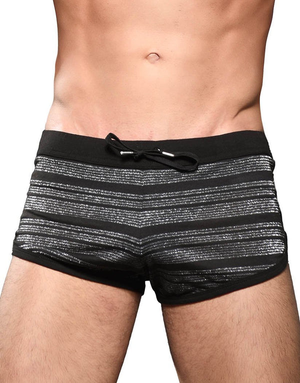 Andrew Christian Black Glitter Stripe Shorts