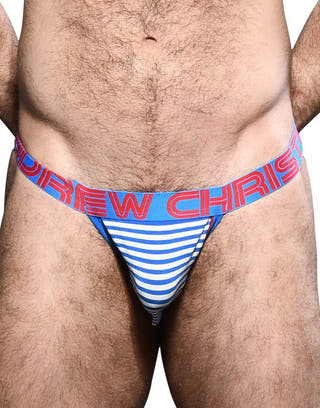 Andrew Christian Blue Hampton Stripe Jock W/ Almost Naked