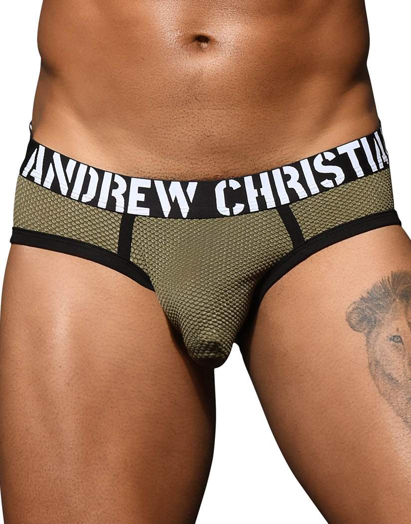 Andrew Christian Olive green Mesh Almost Naked Brief