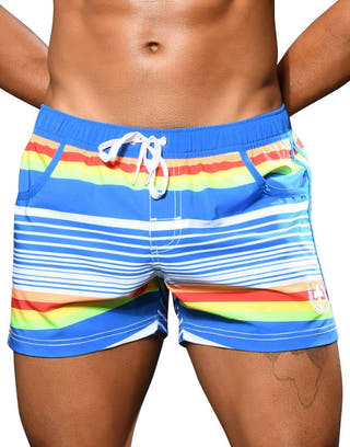Andrew Christian rainbow Retro Stripe Swim Shorts