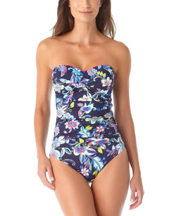 Anne Cole Holiday Paisley Twist-front Strapless One-piece Swimsuit Holiday Paisley Navy thumbnail 1