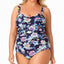 Anne Cole Plus Holiday Paisley Printed Shirred One-piece Swimsuit Holiday Paisley Navy
