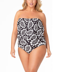 Anne Cole Plus Riviera Paisley Blouson Strapless One-piece Swimsuit Riviera Paisley thumbnail 1