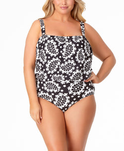 Anne Cole Plus Riviera Paisley Blouson Strapless One-piece Swimsuit Riviera Paisley thumbnail 2