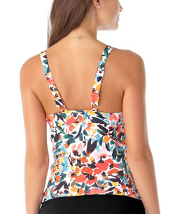 Anne Cole Twist-front Bra-sized Underwire Tankini Top Sunset Floral thumbnail 2