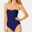 Anne Cole Twist-front Ruched One-piece Swimsuit Navy