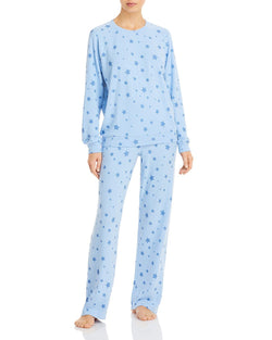 Aqua Star Print Pajama Set Light Blue thumbnail 1