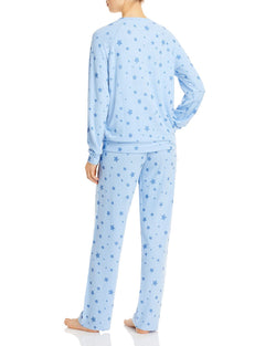 Aqua Star Print Pajama Set Light Blue thumbnail 2