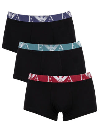 Armani Emporio Black Monogram 3-Pack Trunks