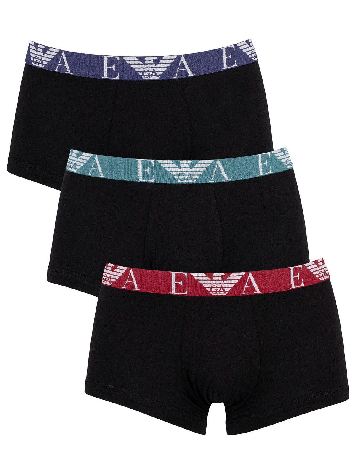 Armani Emporio Black Monogram 3-Pack Trunks
