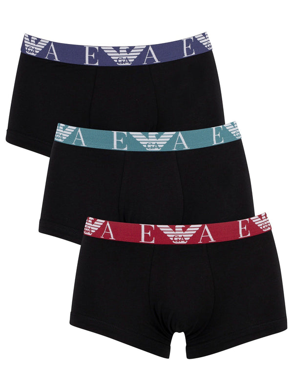Armani Emporio Black Monogram 3-Pack Trunks