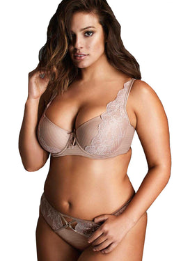 Ashley Graham PLUS Cappucino CrissCross Keyhole Lace Thong thumbnail 3