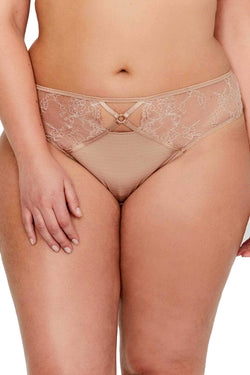 Ashley Graham PLUS Cappucino CrissCross Keyhole Lace Thong thumbnail 1