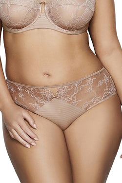 Ashley Graham PLUS Cappucino Microfiber and Lace HighCut Brief thumbnail 1