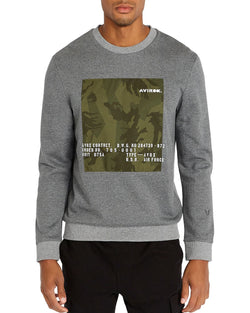 Avirex Camo Graphic Logo Sweatshirt Heather Grey thumbnail 1