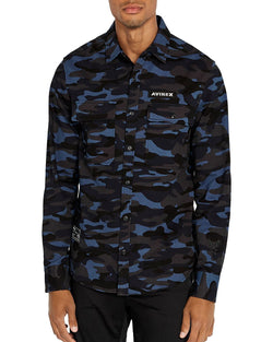 Avirex Camo Slim Fit Shirt Navy Camo thumbnail 1