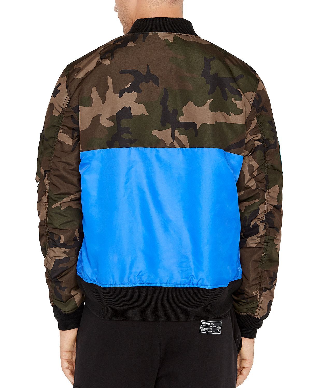 Avirex Color-block Slim Fit Bomber Jacket Camo/Royal