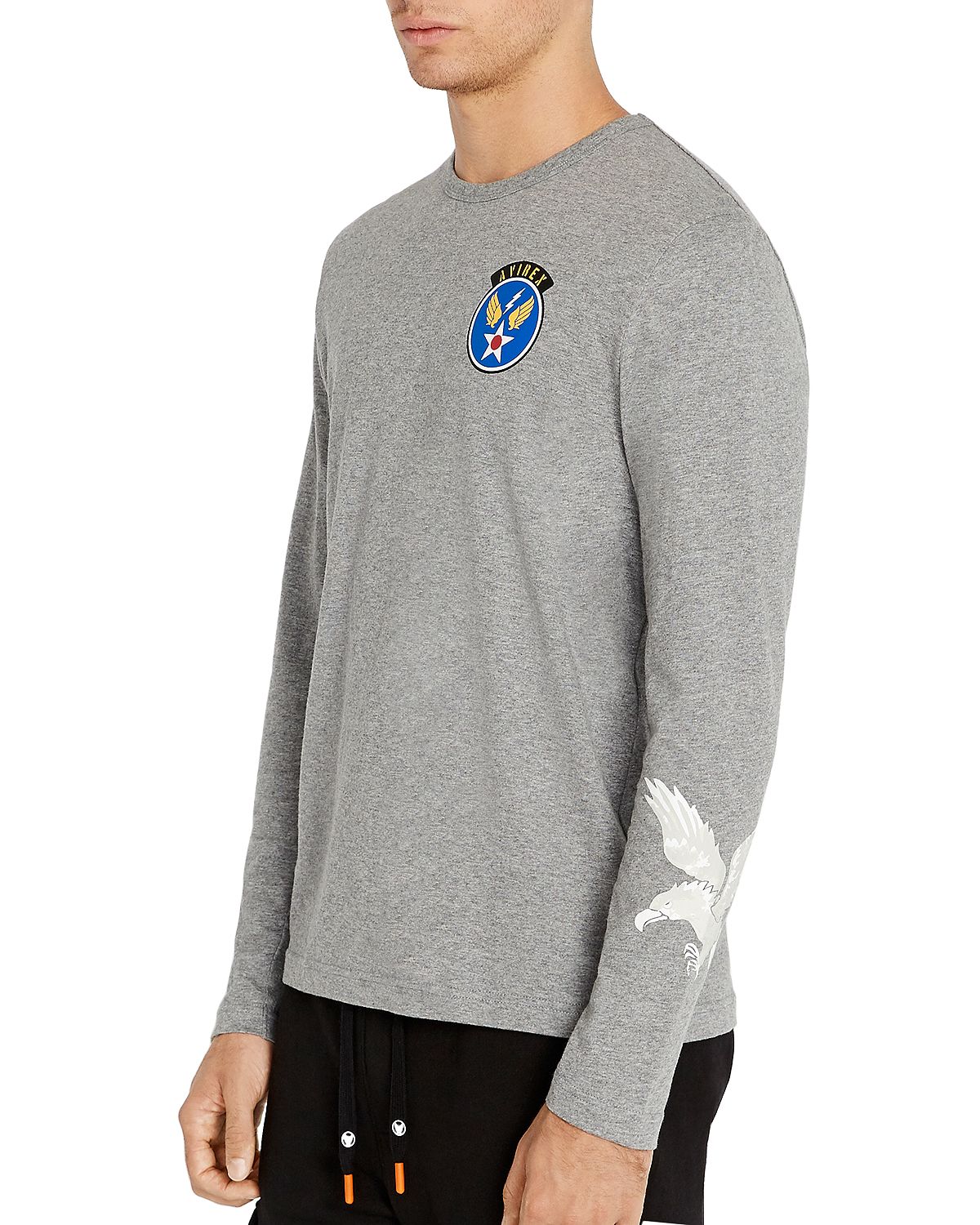 Avirex Patch Logo Long-sleeve Tee Gray Heather