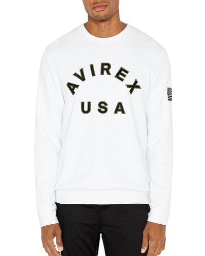 Avirex Patchwork Embroidered-logo Sweatshirt White