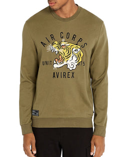 Avirex Tiger Logo Sweatshirt Military Olive thumbnail 1