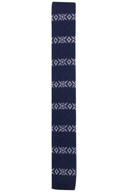 BAR III Navy/Grey Fair Isle Anderson Knit Skinny Tie thumbnail 2