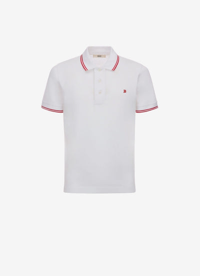 Bally Stripe Detail Polo Shirt White