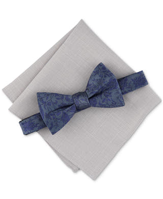 Bar III 2-Pc. Edken Bow Tie & Pocket Square Set