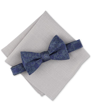 Bar III 2-Pc. Edken Bow Tie & Pocket Square Set