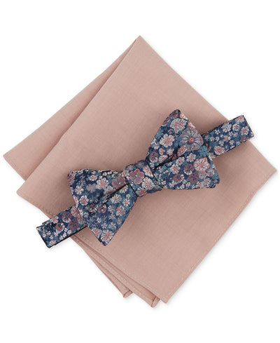 Bar III Charland Floral Bow Tie & Solid Pocket Square Set