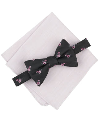 Bar III Floral Bow Tie & Solid Pocket Square Set Exclusively at